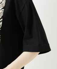 PHKGD33230 GEORGES RECH(小さいサイズ)(メゾン ドゥ サンク)  [日本製]リーフアシンメトリー5分袖カットソー ブラック