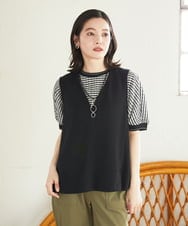 PHKGD34210 GEORGES RECH(小さいサイズ)(メゾン ドゥ サンク)  [セットアップ対応]VネックAラインベスト ブラック