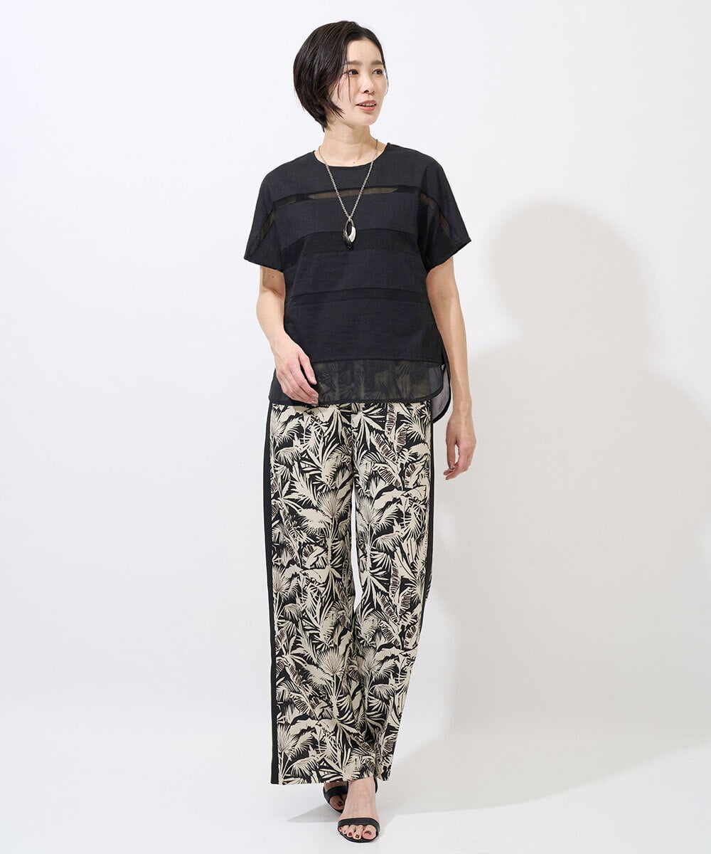 PHKGD38180 GEORGES RECH(小さいサイズ)(メゾン ドゥ サンク) [接触冷感]ドライコットンシアーボーダーカットソー カーキ