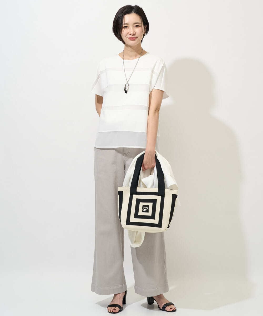 PHKGD38180 GEORGES RECH(小さいサイズ)(メゾン ドゥ サンク) [接触冷感]ドライコットンシアーボーダーカットソー カーキ