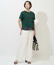 PHKGD38180 GEORGES RECH(小さいサイズ)(メゾン ドゥ サンク) [接触冷感]ドライコットンシアーボーダーカットソー カーキ