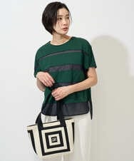 PHKGD38180 GEORGES RECH(小さいサイズ)(メゾン ドゥ サンク) [接触冷感]ドライコットンシアーボーダーカットソー カーキ