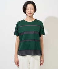 PHKGD38180 GEORGES RECH(小さいサイズ)(メゾン ドゥ サンク) [接触冷感]ドライコットンシアーボーダーカットソー カーキ