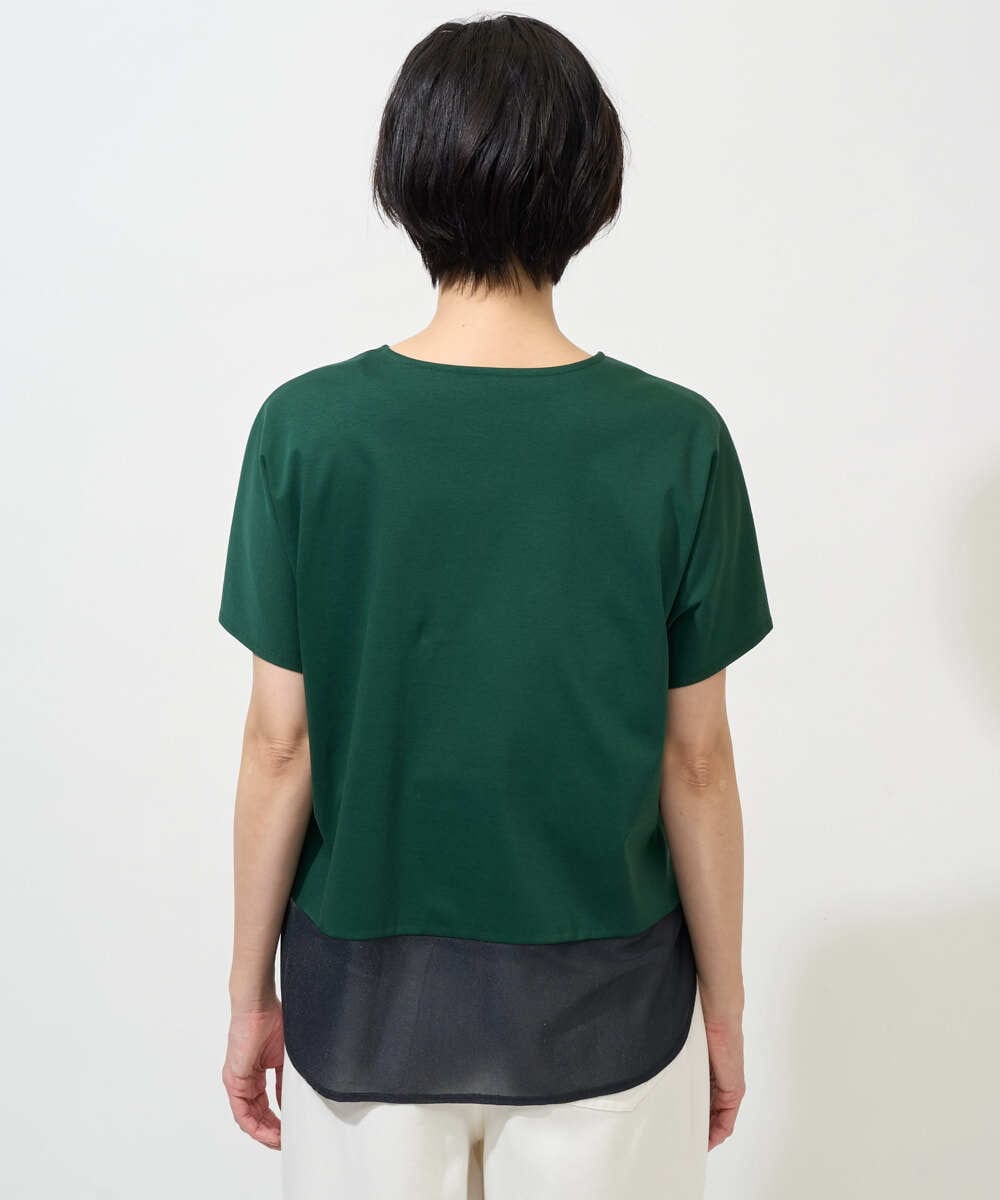 PHKGD38180 GEORGES RECH(小さいサイズ)(メゾン ドゥ サンク) [接触冷感]ドライコットンシアーボーダーカットソー カーキ