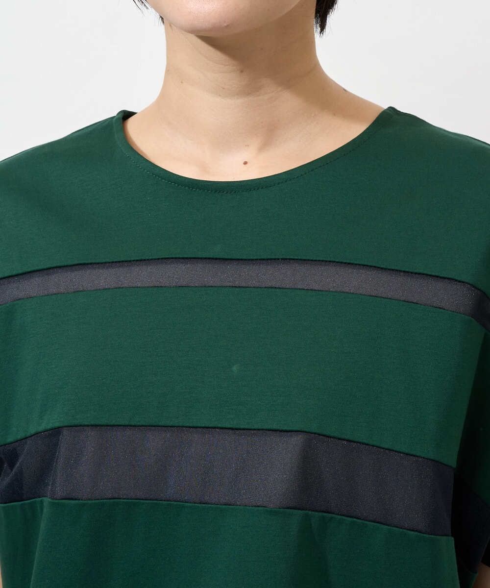 PHKGD38180 GEORGES RECH(小さいサイズ)(メゾン ドゥ サンク) [接触冷感]ドライコットンシアーボーダーカットソー カーキ