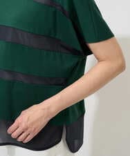 PHKGD38180 GEORGES RECH(小さいサイズ)(メゾン ドゥ サンク) [接触冷感]ドライコットンシアーボーダーカットソー カーキ