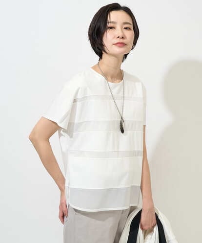 PHKGD38180 GEORGES RECH(小さいサイズ) [接触冷感]ドライコットンシアーボーダーカットソー