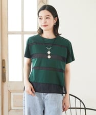 PHKGD38180 GEORGES RECH(小さいサイズ)(メゾン ドゥ サンク) [接触冷感]ドライコットンシアーボーダーカットソー ホワイト