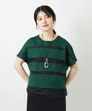 PHKGD38180 GEORGES RECH(小さいサイズ)(メゾン ドゥ サンク) [接触冷感]ドライコットンシアーボーダーカットソー ホワイト
