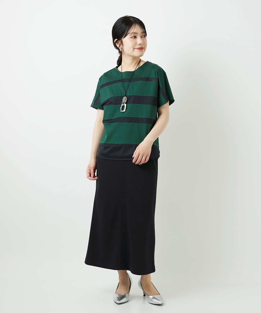 PHKGD38180 GEORGES RECH(小さいサイズ)(メゾン ドゥ サンク) [接触冷感]ドライコットンシアーボーダーカットソー ホワイト