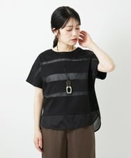 PHKGD38180 GEORGES RECH(小さいサイズ)(メゾン ドゥ サンク) [接触冷感]ドライコットンシアーボーダーカットソー ホワイト