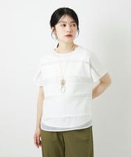 PHKGD38180 GEORGES RECH(小さいサイズ)(メゾン ドゥ サンク) [接触冷感]ドライコットンシアーボーダーカットソー ホワイト