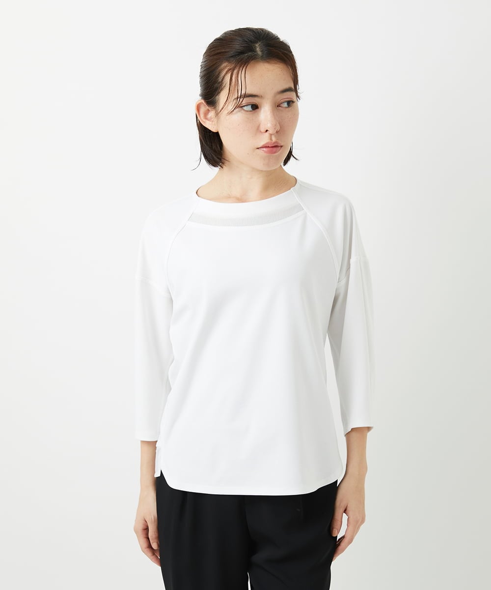 PHKGE41230 GEORGES RECH(小さいサイズ)(メゾン ドゥ サンク)  [セットアップ対応]ドルマンスリーブシアーポンチカットソー ホワイト