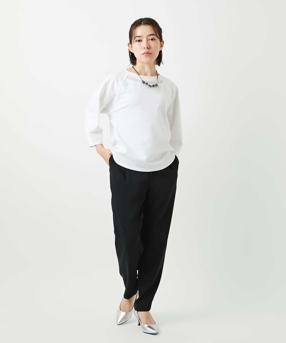 PHKGE41230 GEORGES RECH(小さいサイズ)(メゾン ドゥ サンク)  [セットアップ対応]ドルマンスリーブシアーポンチカットソー ホワイト