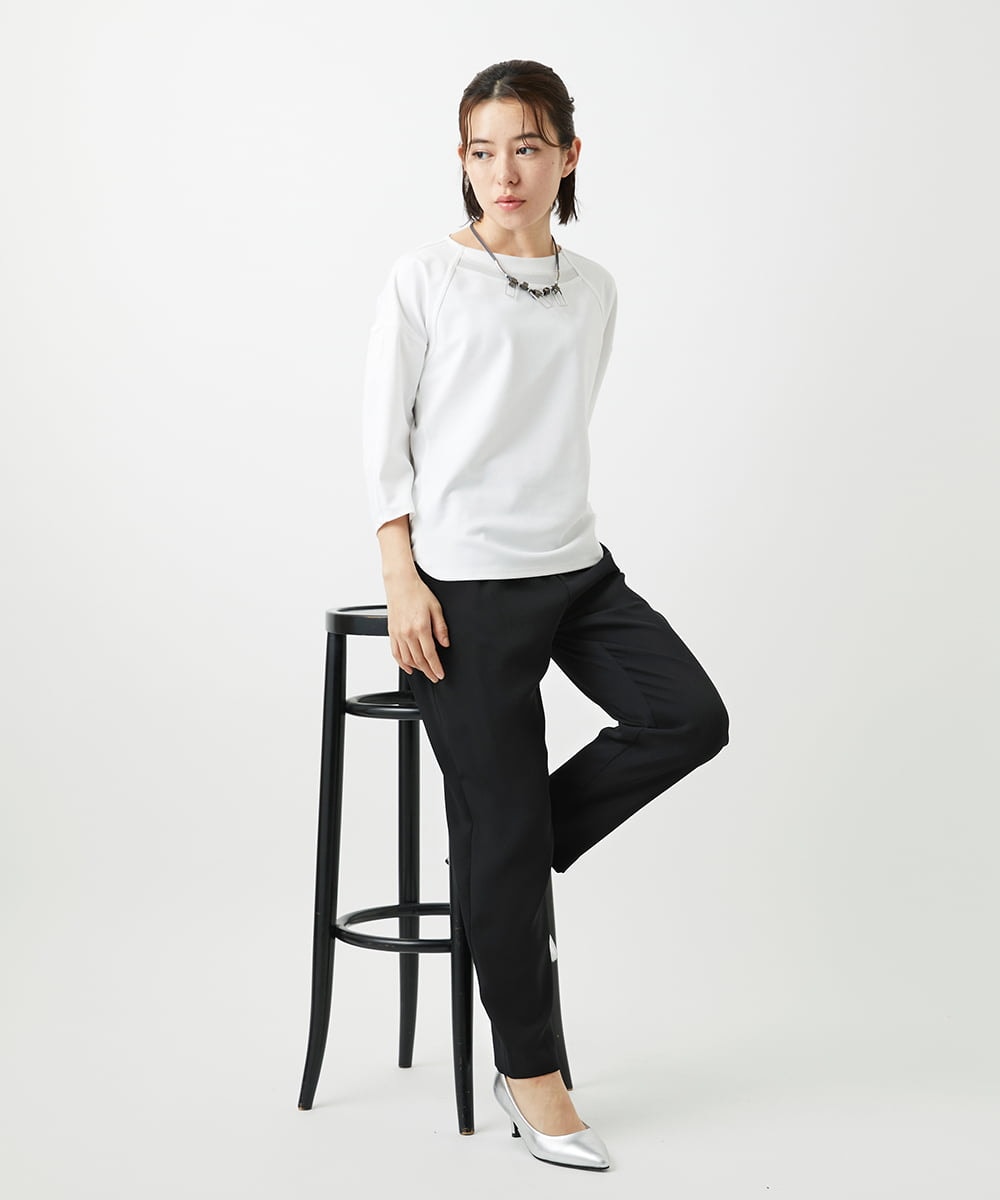 PHKGE41230 GEORGES RECH(小さいサイズ)(メゾン ドゥ サンク)  [セットアップ対応]ドルマンスリーブシアーポンチカットソー ホワイト