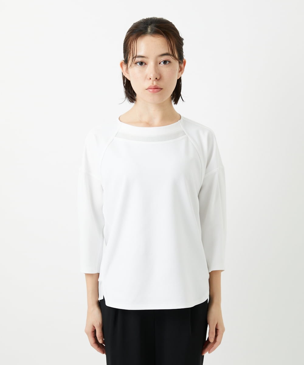 PHKGE41230 GEORGES RECH(小さいサイズ)(メゾン ドゥ サンク)  [セットアップ対応]ドルマンスリーブシアーポンチカットソー ホワイト