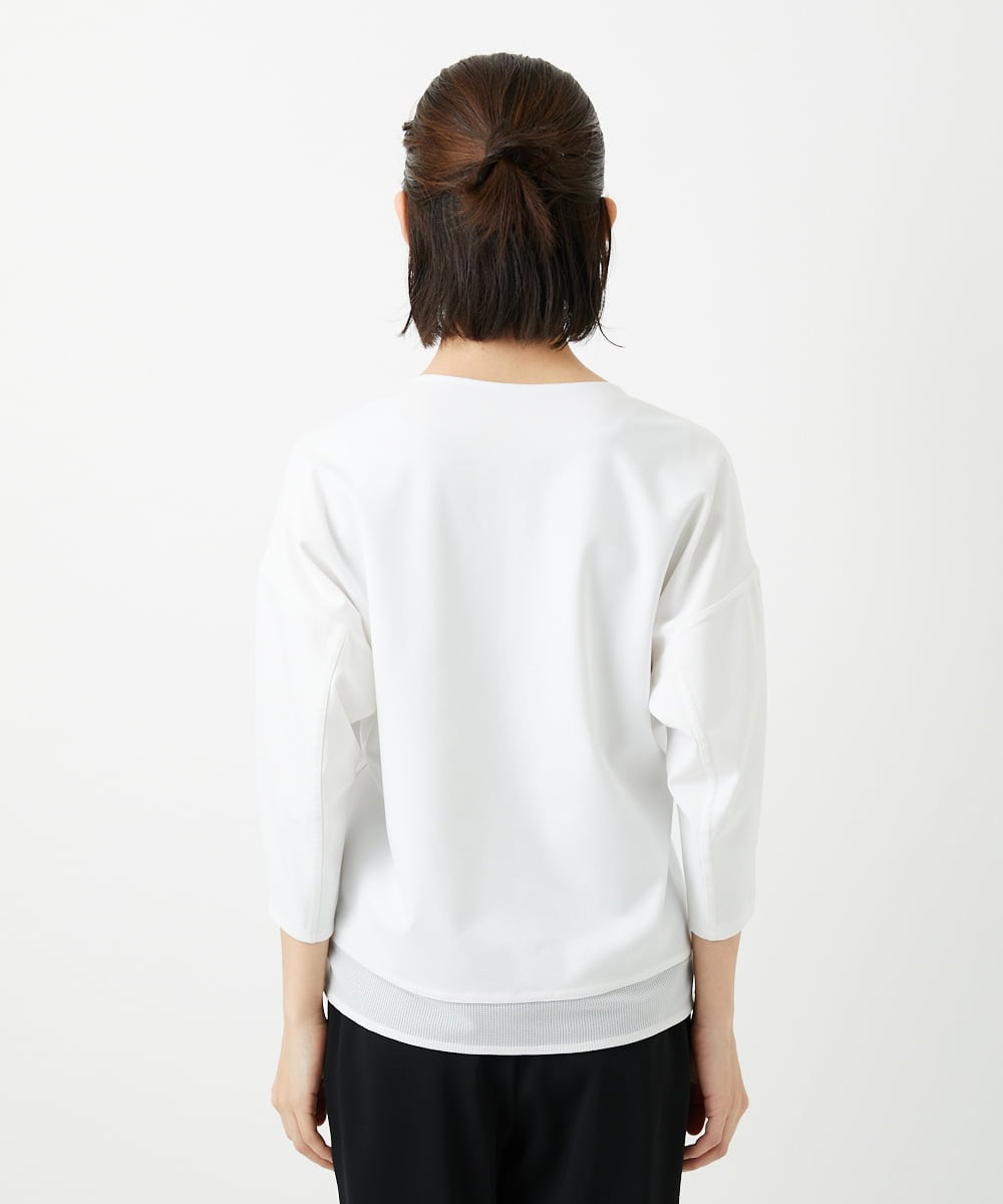 PHKGE41230 GEORGES RECH(小さいサイズ)(メゾン ドゥ サンク)  [セットアップ対応]ドルマンスリーブシアーポンチカットソー ホワイト