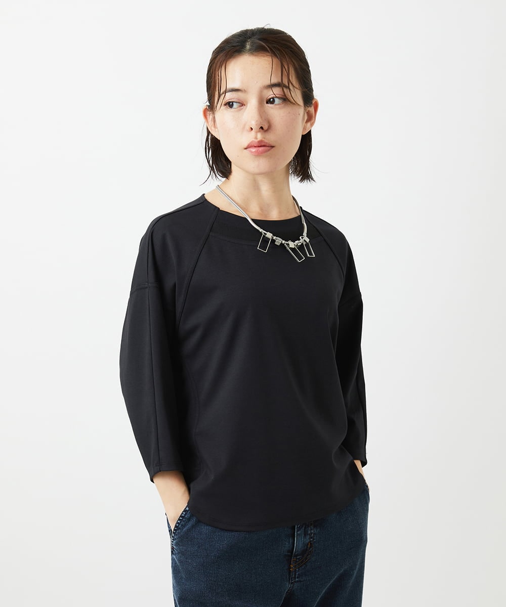 PHKGE41230 GEORGES RECH(小さいサイズ)(メゾン ドゥ サンク)  [セットアップ対応]ドルマンスリーブシアーポンチカットソー ブラック