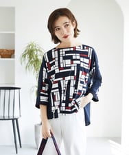 PHKGE42360 GEORGES RECH(小さいサイズ)(メゾン ドゥ サンク) トリコロールドルマンスリーブカットソー レッド系