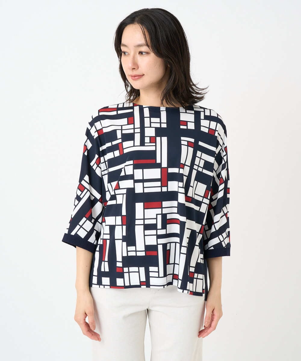 PHKGE42360 GEORGES RECH(小さいサイズ)(メゾン ドゥ サンク) トリコロールドルマンスリーブカットソー レッド系