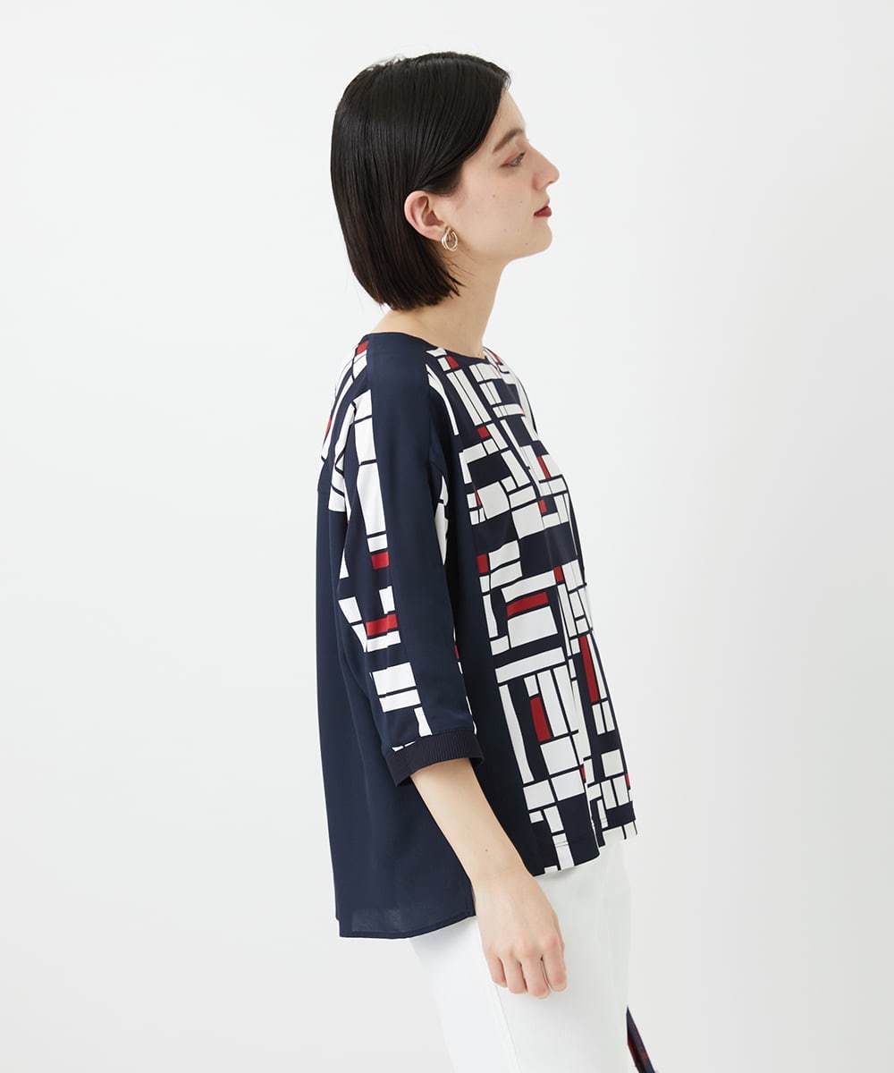 PHKGE42360 GEORGES RECH(小さいサイズ)(メゾン ドゥ サンク) トリコロールドルマンスリーブカットソー レッド系