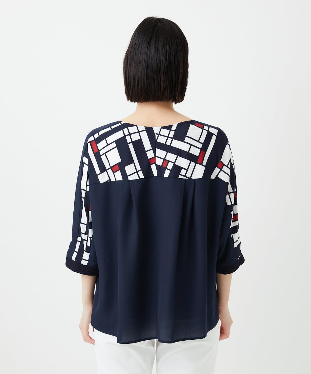 PHKGE42360 GEORGES RECH(小さいサイズ)(メゾン ドゥ サンク) トリコロールドルマンスリーブカットソー レッド系