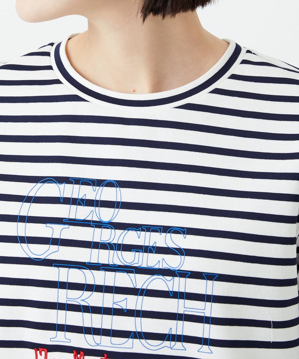 PHKGE44190 GEORGES RECH(小さいサイズ)(メゾン ドゥ サンク) ロゴポンチジャージーカットソー ネイビー