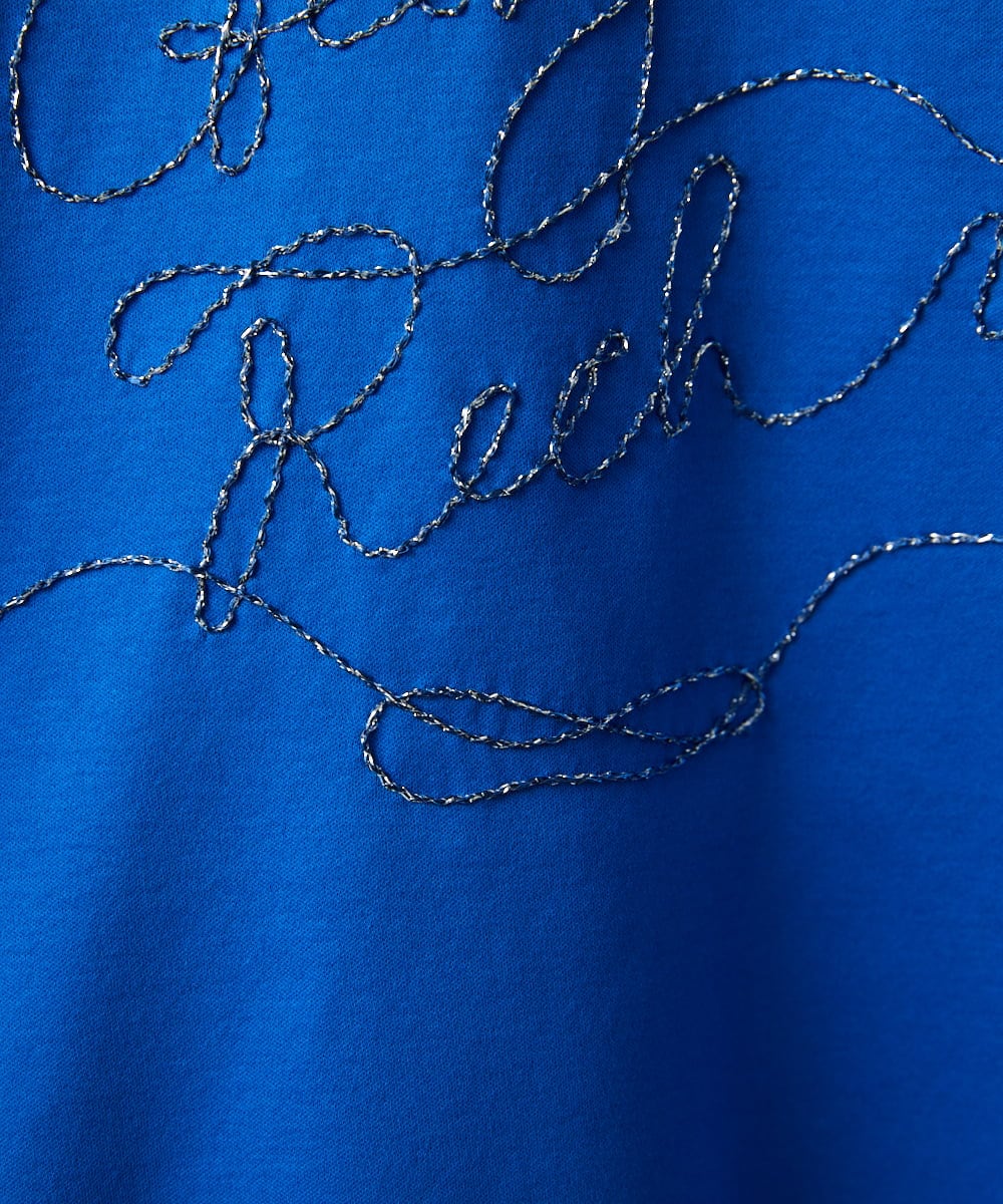 PHKGE45170 GEORGES RECH(小さいサイズ)(メゾン ドゥ サンク) [接触冷感]ラメコード刺繍ロゴカットソー ブルー