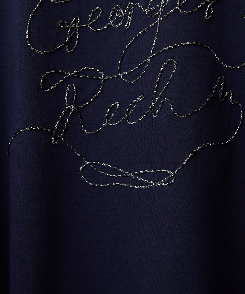 PHKGE45170 GEORGES RECH(小さいサイズ)(メゾン ドゥ サンク) [接触冷感]ラメコード刺繍ロゴカットソー ブルー