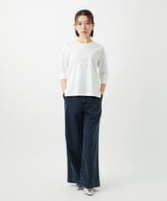 PHKGE45170 GEORGES RECH(小さいサイズ)(メゾン ドゥ サンク) [接触冷感]ラメコード刺繍ロゴカットソー ブルー