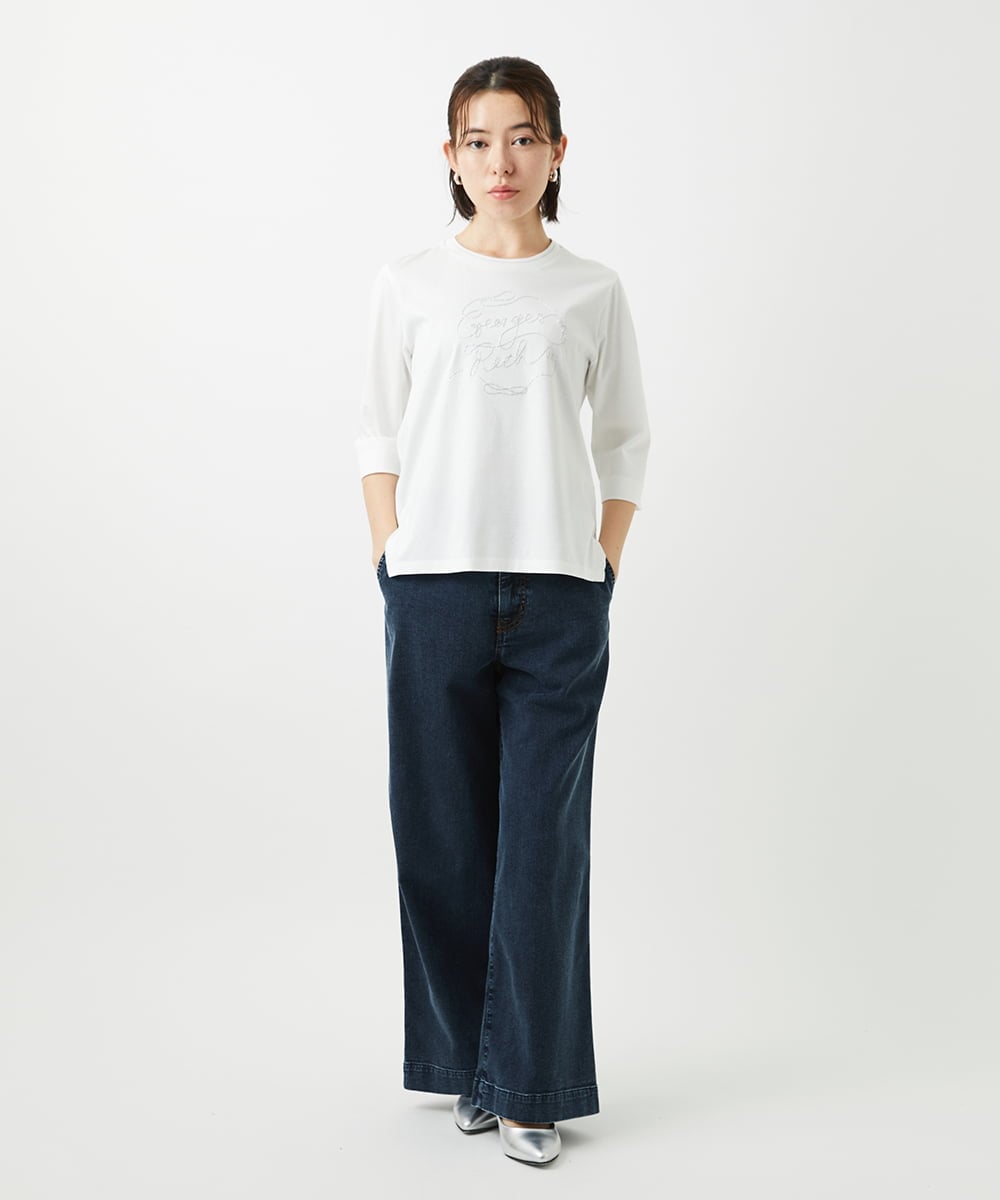 PHKGE45170 GEORGES RECH(小さいサイズ)(メゾン ドゥ サンク) [接触冷感]ラメコード刺繍ロゴカットソー ブルー