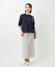 PHKGE45170 GEORGES RECH(小さいサイズ)(メゾン ドゥ サンク) [接触冷感]ラメコード刺繍ロゴカットソー ブルー