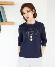 PHKGE45170 GEORGES RECH(小さいサイズ)(メゾン ドゥ サンク) [接触冷感]ラメコード刺繍ロゴカットソー ブルー