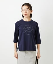 PHKGE45170 GEORGES RECH(小さいサイズ)(メゾン ドゥ サンク) [接触冷感]ラメコード刺繍ロゴカットソー ブルー