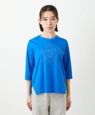 PHKGE45170 GEORGES RECH(小さいサイズ)(メゾン ドゥ サンク) [接触冷感]ラメコード刺繍ロゴカットソー ブルー