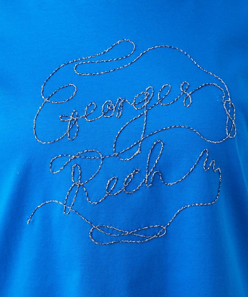 PHKGE45170 GEORGES RECH(小さいサイズ)(メゾン ドゥ サンク) [接触冷感]ラメコード刺繍ロゴカットソー ブルー