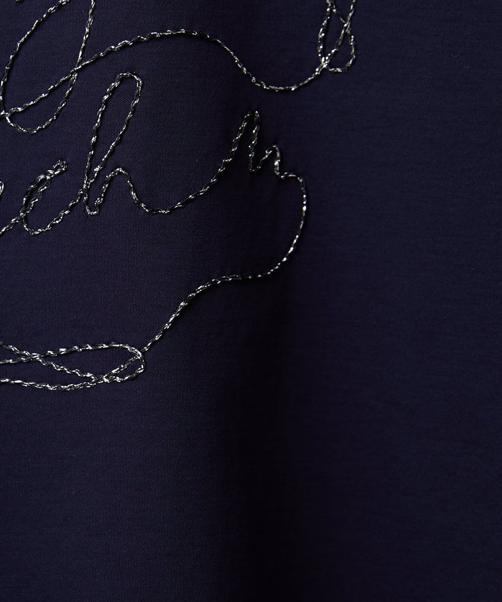 PHKGE45170 GEORGES RECH(小さいサイズ)(メゾン ドゥ サンク) [接触冷感]ラメコード刺繍ロゴカットソー ブルー