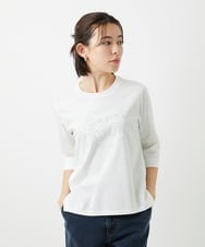 PHKGE45170 GEORGES RECH(小さいサイズ)(メゾン ドゥ サンク) [接触冷感]ラメコード刺繍ロゴカットソー ホワイト