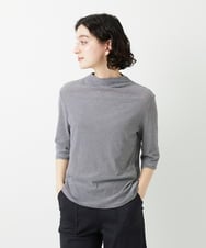 PHKGE49140 GEORGES RECH(小さいサイズ)(メゾン ドゥ サンク)  [日本製]ボトルネックセミシアーボーダーカットソー ダークグレー