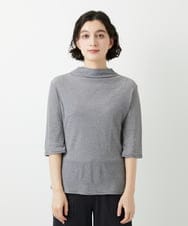 PHKGE49140 GEORGES RECH(小さいサイズ)(メゾン ドゥ サンク)  [日本製]ボトルネックセミシアーボーダーカットソー ダークグレー