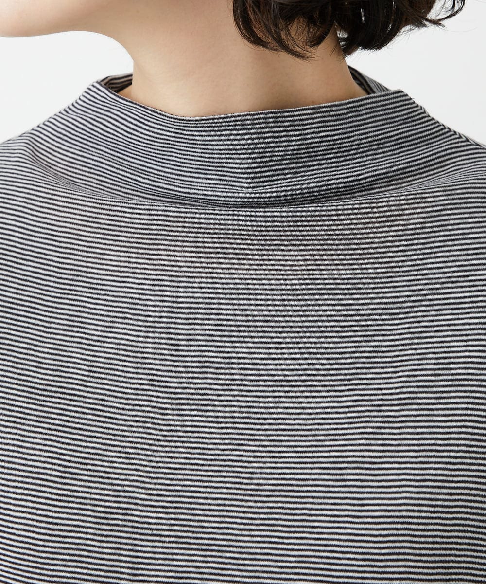 PHKGE49140 GEORGES RECH(小さいサイズ)(メゾン ドゥ サンク)  [日本製]ボトルネックセミシアーボーダーカットソー ダークグレー