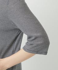 PHKGE49140 GEORGES RECH(小さいサイズ)(メゾン ドゥ サンク)  [日本製]ボトルネックセミシアーボーダーカットソー ダークグレー