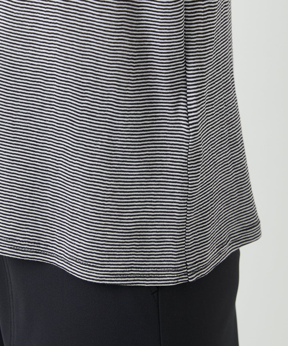 PHKGE49140 GEORGES RECH(小さいサイズ)(メゾン ドゥ サンク)  [日本製]ボトルネックセミシアーボーダーカットソー ダークグレー