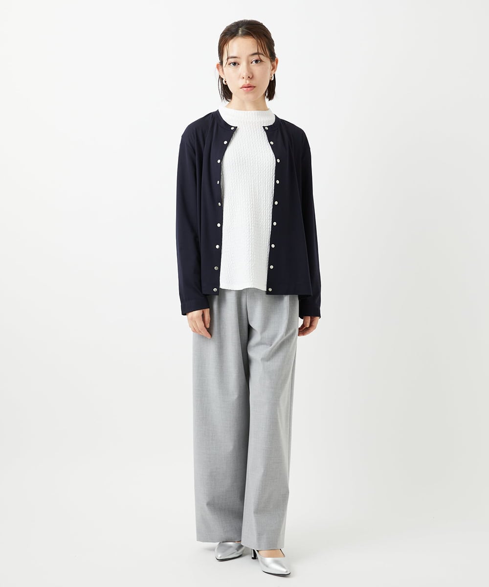 PHKGE50250 GEORGES RECH(小さいサイズ)(メゾン ドゥ サンク) ジャージースナップカーディガン ホワイト