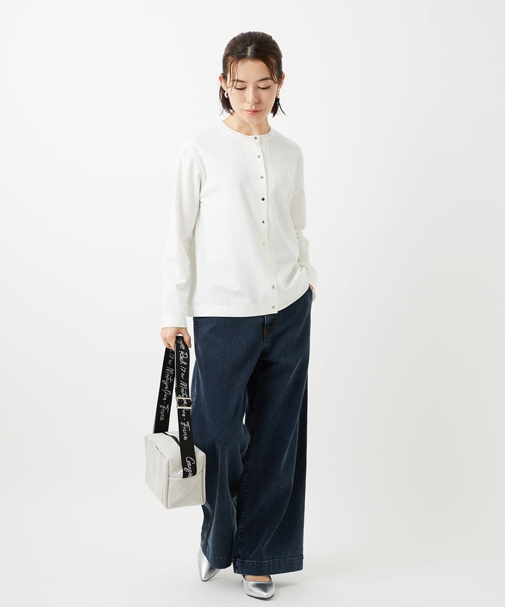 PHKGE50250 GEORGES RECH(小さいサイズ)(メゾン ドゥ サンク) ジャージースナップカーディガン ホワイト