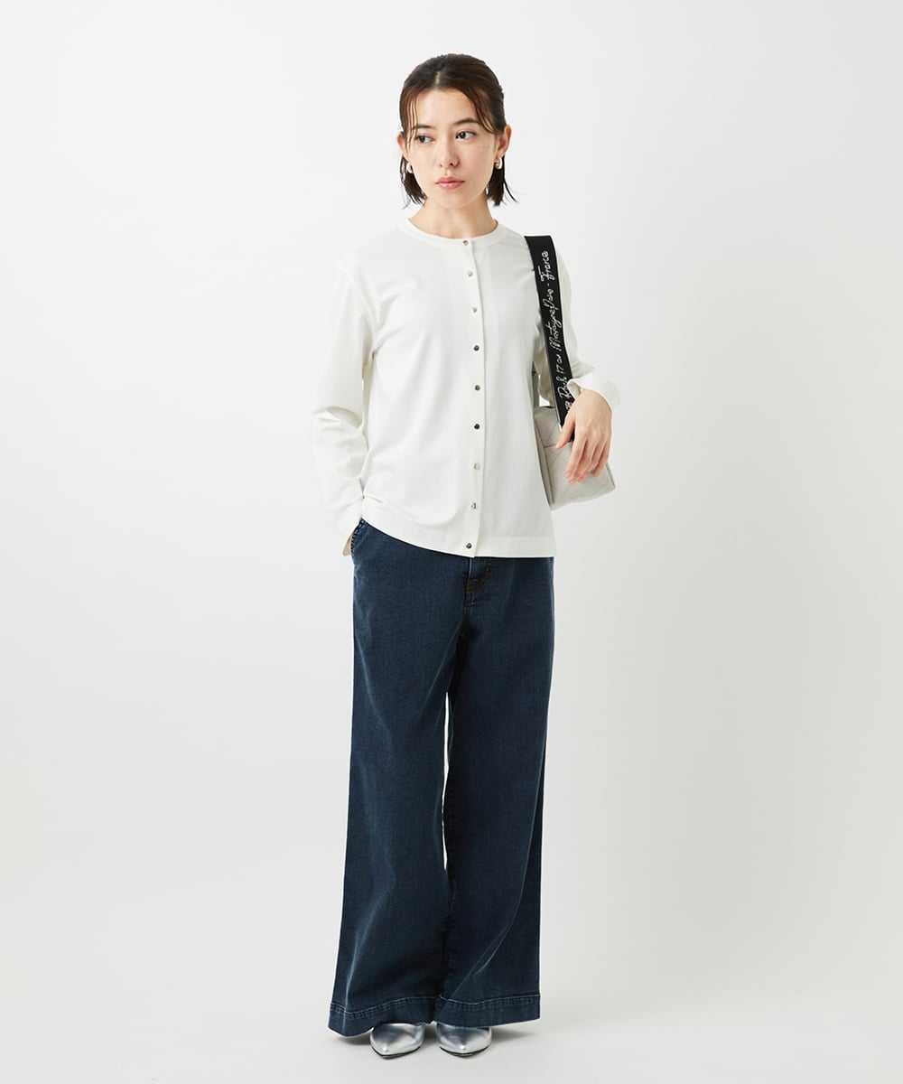 PHKGE50250 GEORGES RECH(小さいサイズ)(メゾン ドゥ サンク) ジャージースナップカーディガン ホワイト