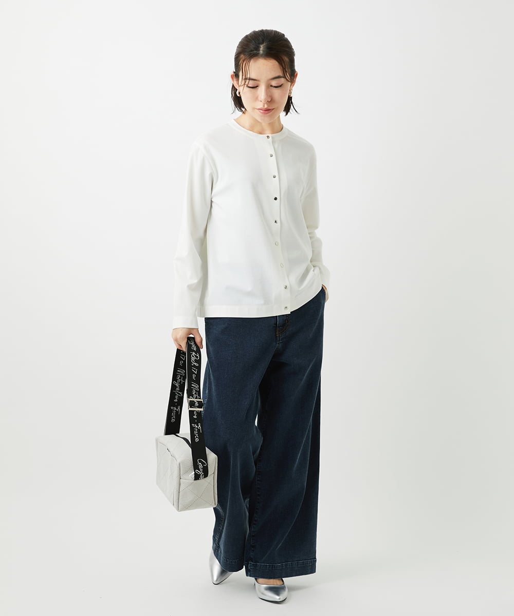 PHKGE50250 GEORGES RECH(小さいサイズ)(メゾン ドゥ サンク) ジャージースナップカーディガン ホワイト