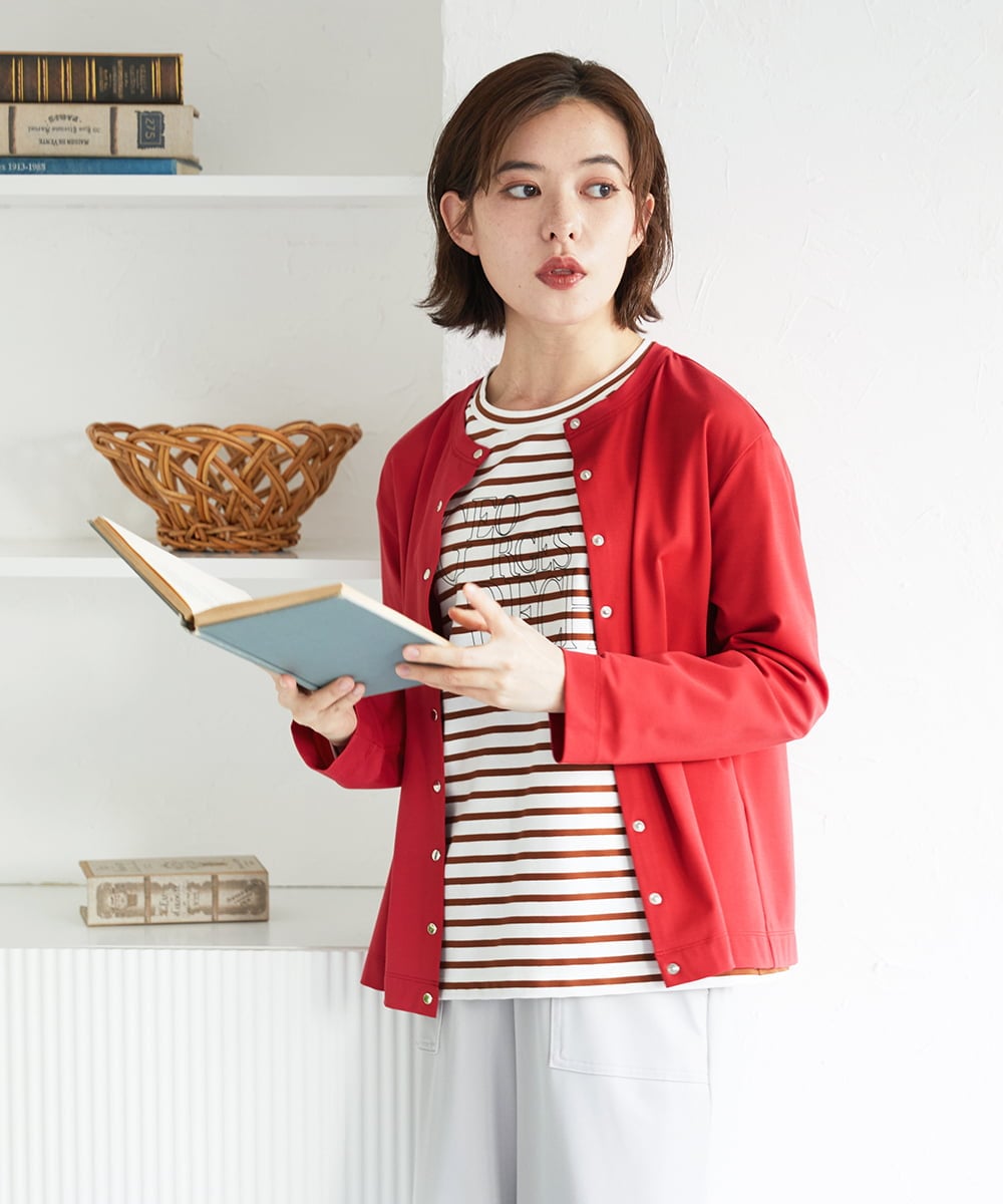 PHKGE50250 GEORGES RECH(小さいサイズ)(メゾン ドゥ サンク) ジャージースナップカーディガン ホワイト