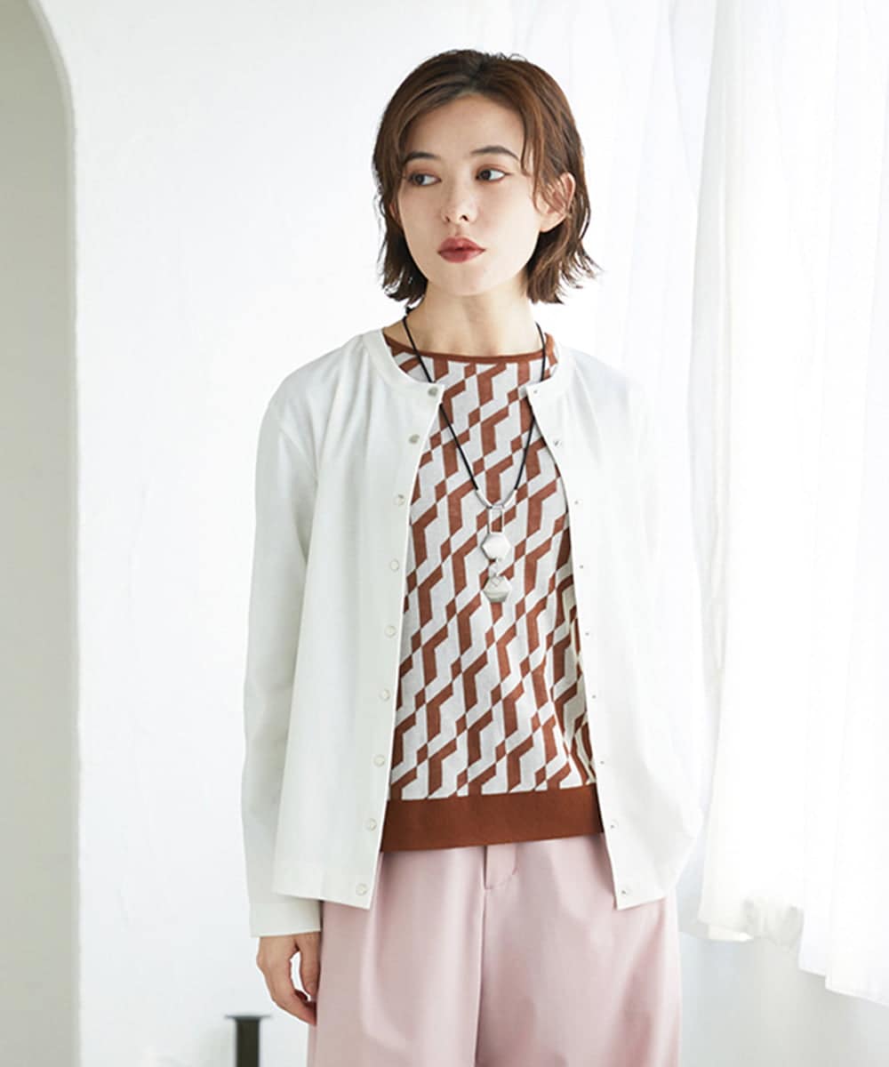 PHKGE50250 GEORGES RECH(小さいサイズ)(メゾン ドゥ サンク) ジャージースナップカーディガン ホワイト