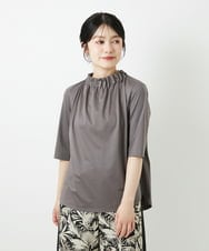 PHKGF29180 GEORGES RECH(小さいサイズ)(メゾン ドゥ サンク) タックフリルボトルネック5分袖カットソー ベージュ